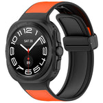 For Galaxy Watch Ultra2 2026 / 2025 / 1 2024 Magnetic Folding Buckle Silicone Leather Watch Band, Black, Gray, Orange, Green, Light Brown, Dark Blue