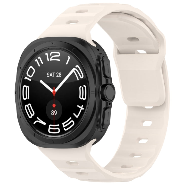 For Samsung Galaxy Watch Ultra 47mm Solid Color Reverse Buckle Silicone Watch Band, Black, White, Blue, Yellow, Light Gray, Dark Green, Cyan, Dark Blue, Starlight, Pink