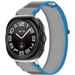 For Galaxy Watch Ultra2 2026 / 2025 / 1 2024 Hook and Loop Fastener Loop Nylon Watch Band, Orange+Beige, Pink+Purple, Black+Gray, Yellow+Gray, Blue+Gray, Green+Grey, Dark Green