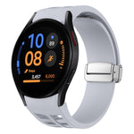 Richard Magnetic Folding Silver Buckle Silicone Watch Band, For Samsung Galaxy Watch FE 40mm, For Sansung Galaxy Watch 5 Pro Golf Edition, For Samsung Galaxy Watch 5 Golf Edition