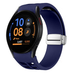 Richard Magnetic Folding Silver Buckle Silicone Watch Band, For Samsung Galaxy Watch FE 40mm, For Sansung Galaxy Watch 5 Pro Golf Edition, For Samsung Galaxy Watch 5 Golf Edition