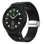 Richard Magnetic Folding Silver Buckle Silicone Watch Band, For Samsung Galaxy Watch FE 40mm, For Sansung Galaxy Watch 5 Pro Golf Edition, For Samsung Galaxy Watch 5 Golf Edition