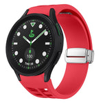 Richard Magnetic Folding Silver Buckle Silicone Watch Band, For Samsung Galaxy Watch FE 40mm, For Sansung Galaxy Watch 5 Pro Golf Edition, For Samsung Galaxy Watch 5 Golf Edition