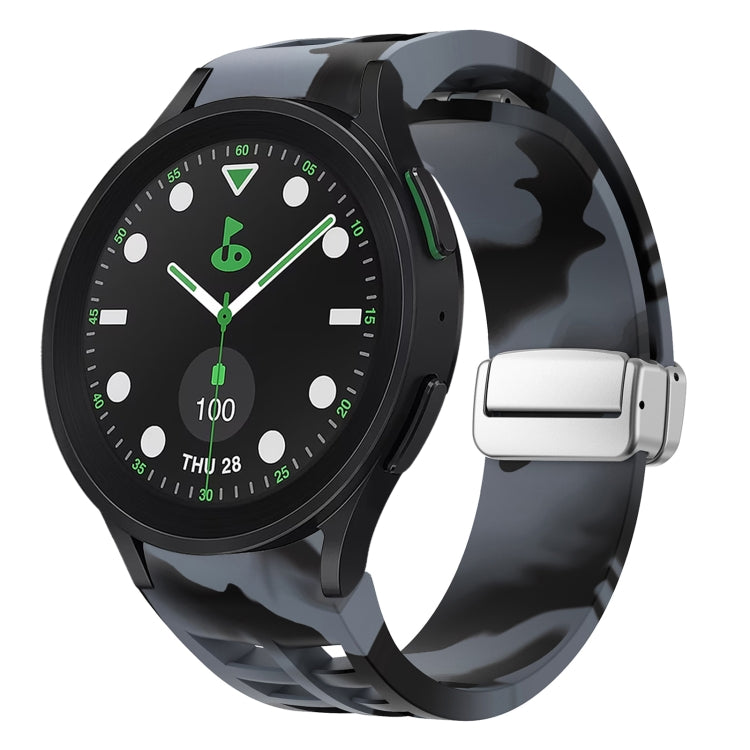 Richard Magnetic Folding Silver Buckle Silicone Watch Band, For Samsung Galaxy Watch FE 40mm, For Sansung Galaxy Watch 5 Pro Golf Edition, For Samsung Galaxy Watch 5 Golf Edition