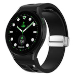Richard Magnetic Folding Silver Buckle Silicone Watch Band, For Samsung Galaxy Watch FE 40mm, For Sansung Galaxy Watch 5 Pro Golf Edition, For Samsung Galaxy Watch 5 Golf Edition