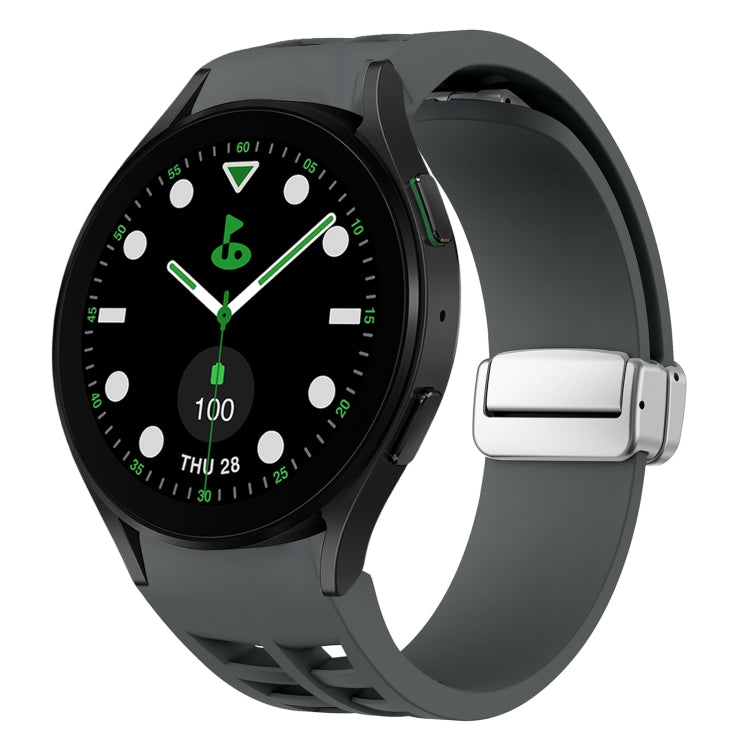 Richard Magnetic Folding Silver Buckle Silicone Watch Band, For Samsung Galaxy Watch FE 40mm, For Sansung Galaxy Watch 5 Pro Golf Edition, For Samsung Galaxy Watch 5 Golf Edition