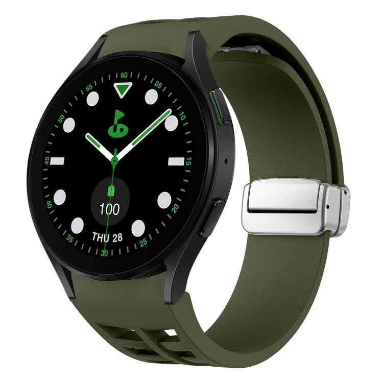 Richard Magnetic Folding Silver Buckle Silicone Watch Band, For Samsung Galaxy Watch FE 40mm, For Sansung Galaxy Watch 5 Pro Golf Edition, For Samsung Galaxy Watch 5 Golf Edition