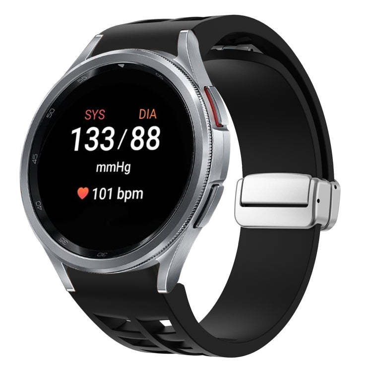 Richard Magnetic Folding Silver Buckle Silicone Watch Band, For Sansung Galaxy Watch 5 Pro 45mm, For Samsung Galaxy Watch 7 40 / 44mm, For Samsung Galaxy Watch 6 Classic 43 / 47mm