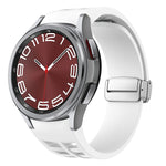 Richard Magnetic Folding Silver Buckle Silicone Watch Band, For Sansung Galaxy Watch 5 Pro 45mm, For Samsung Galaxy Watch 7 40 / 44mm, For Samsung Galaxy Watch 6 Classic 43 / 47mm