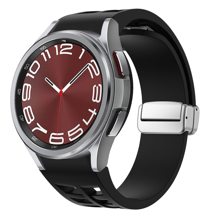 Richard Magnetic Folding Silver Buckle Silicone Watch Band, For Sansung Galaxy Watch 5 Pro 45mm, For Samsung Galaxy Watch 7 40 / 44mm, For Samsung Galaxy Watch 6 Classic 43 / 47mm