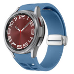 Richard Magnetic Folding Silver Buckle Silicone Watch Band, For Sansung Galaxy Watch 5 Pro 45mm, For Samsung Galaxy Watch 7 40 / 44mm, For Samsung Galaxy Watch 6 Classic 43 / 47mm