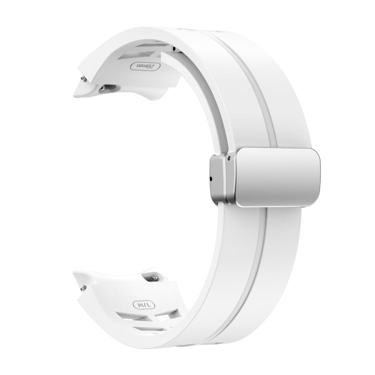 Richard Magnetic Folding Silver Buckle Silicone Watch Band, For Samsung Galaxy Watch 6 40 / 44mm, For Samsung Galaxy Watch 5 40 / 44mm, For Samsung Galaxy Watch 4 40 / 44mm