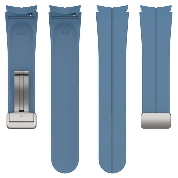 Magnetic Folding Silver Buckle Silicone Watch Band, For Samsung Galaxy Watch FE 40mm, For Samsung Galaxy Watch7 40 / 44mm