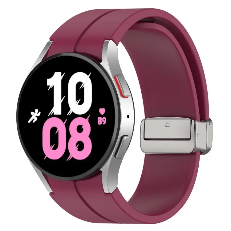 Magnetic Folding Silver Buckle Silicone Watch Band, For Samsung Galaxy Watch FE 40mm, For Samsung Galaxy Watch7 40 / 44mm