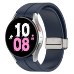 Magnetic Folding Silver Buckle Silicone Watch Band, For Samsung Galaxy Watch FE 40mm, For Samsung Galaxy Watch7 40 / 44mm