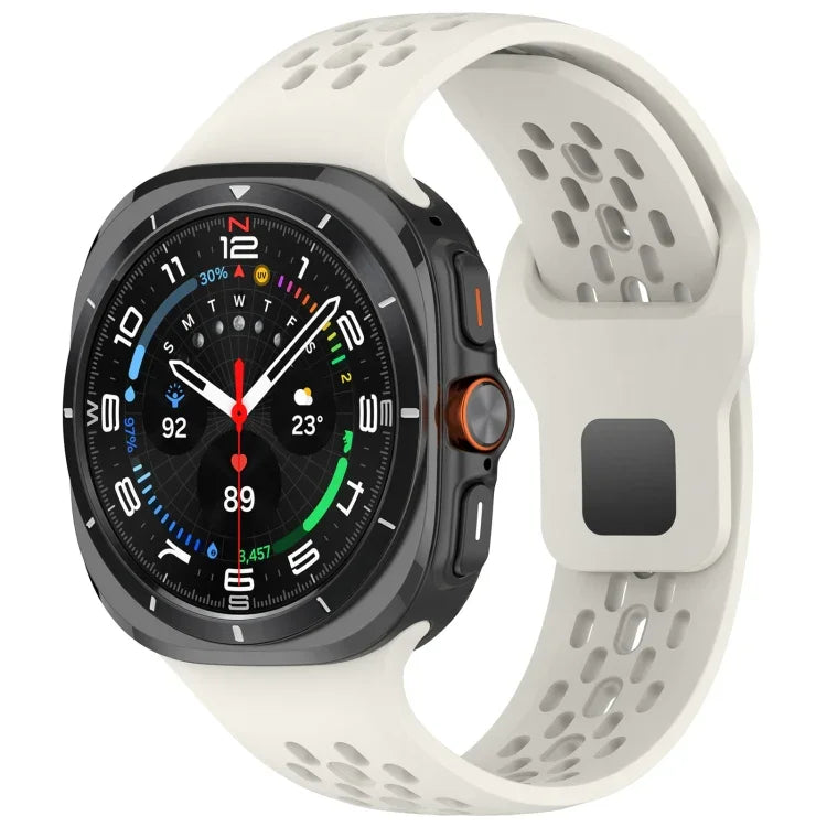 For Samsung Galaxy Watch Ultra 47mm Holes Style Square Buckle Solid Color Silicone Watch Band