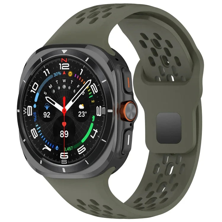 For Samsung Galaxy Watch Ultra 47mm Holes Style Square Buckle Solid Color Silicone Watch Band