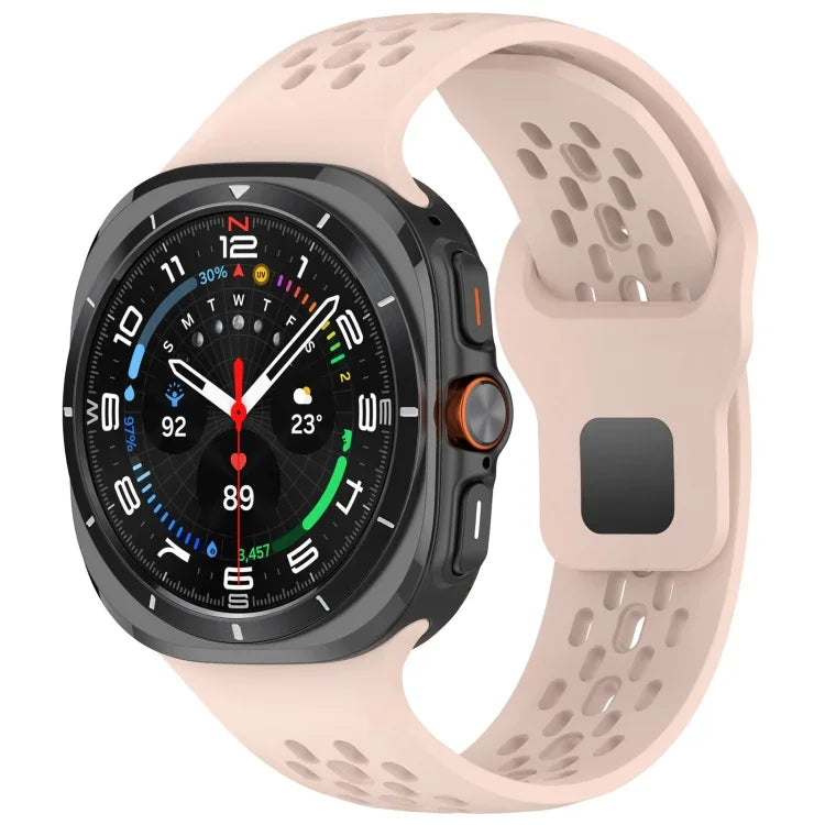 For Samsung Galaxy Watch Ultra 47mm Holes Style Square Buckle Solid Color Silicone Watch Band