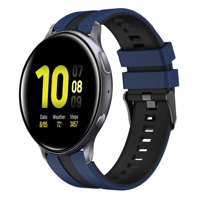 20mm Two Color Sports Silicone Watch Band, For Samsung  Galaxy Watch 4 Classic 42mm, For Samsung Galaxy Watch Active 2 44mm, For Samsung Galaxy Watch Active 2 40mm