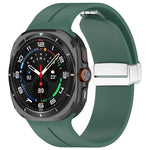 For Samsung Galaxy Watch Ultra 47mm / Ultra 2025 Groove Magnetic Folding Silver Buckle Silicone Watch Band