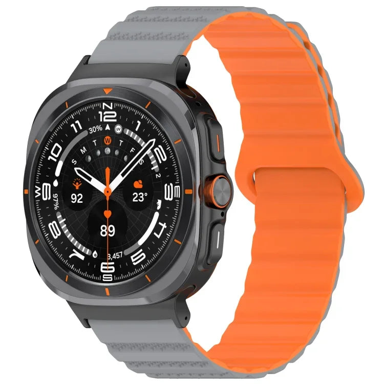 For Samsung Galaxy Watch Ultra 47mm Spot Pattern Two Color Magnetic Silicone Watch Band