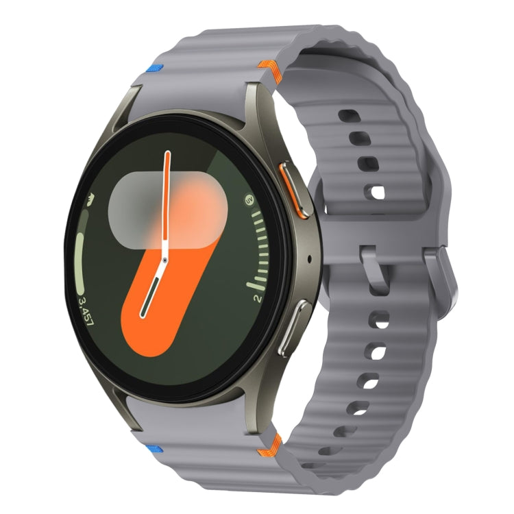 Wave Pattern Stitched Silicone Watch Band, For Samsung Galaxy Watch 7 40 / 44mm, For Samsung Galaxy Watch 6 Classic, For Samsung Galaxy Watch 6 40 / 44mm, For Samsung Galaxy Watch 5 40 / 44mm