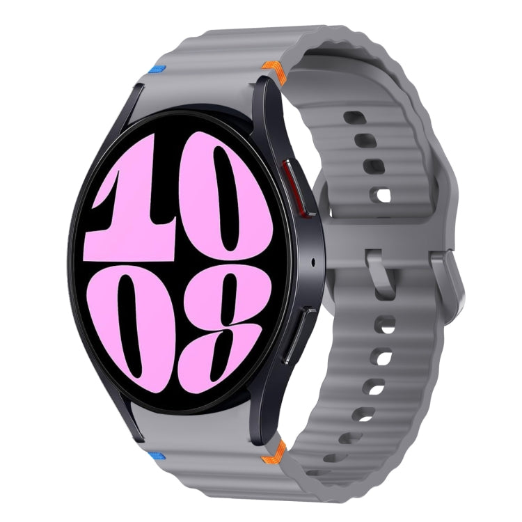 Wave Pattern Stitched Silicone Watch Band, For Samsung Galaxy Watch 7 40 / 44mm, For Samsung Galaxy Watch 6 Classic, For Samsung Galaxy Watch 6 40 / 44mm, For Samsung Galaxy Watch 5 40 / 44mm