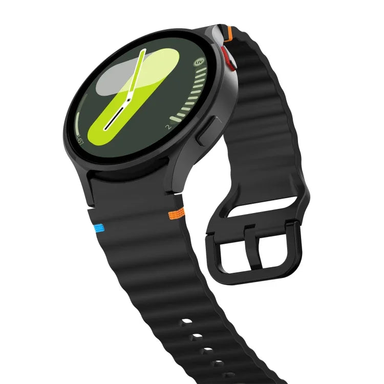 Wave Pattern Stitched Silicone Watch Band, For Samsung Galaxy Watch 5 Pro, For Samsung Galaxy Watch 4 40 / 44mm, For Samsung Galaxy Watch 4 Classic 42 / 46mm, For Samsung Galaxy Watch3 41mm