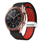 Two Color Magnetic Folding Silver Buckle Silicone Watch Band, For Samsung Galaxy Watch 3 41mm, For Samsung Galaxy Watch Active, For Samsung Galaxy Watch 42mm, For Samsung Gear S2 Classic