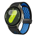 Two Color Magnetic Folding Black Buckle Silicone Watch Band, For Samsung Galaxy Watch 7 40 / 44mm, For Samsung Galaxy Watch 5 40 / 44mm, For Samsung Galaxy Watch 4 40 / 44mm, For Samsung Galaxy Watch 4 Classic 42 / 46mm