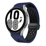Two Color Magnetic Folding Black Buckle Silicone Watch Band, For Samsung Galaxy Watch 7 40 / 44mm, For Samsung Galaxy Watch 5 40 / 44mm, For Samsung Galaxy Watch 4 40 / 44mm, For Samsung Galaxy Watch 4 Classic 42 / 46mm
