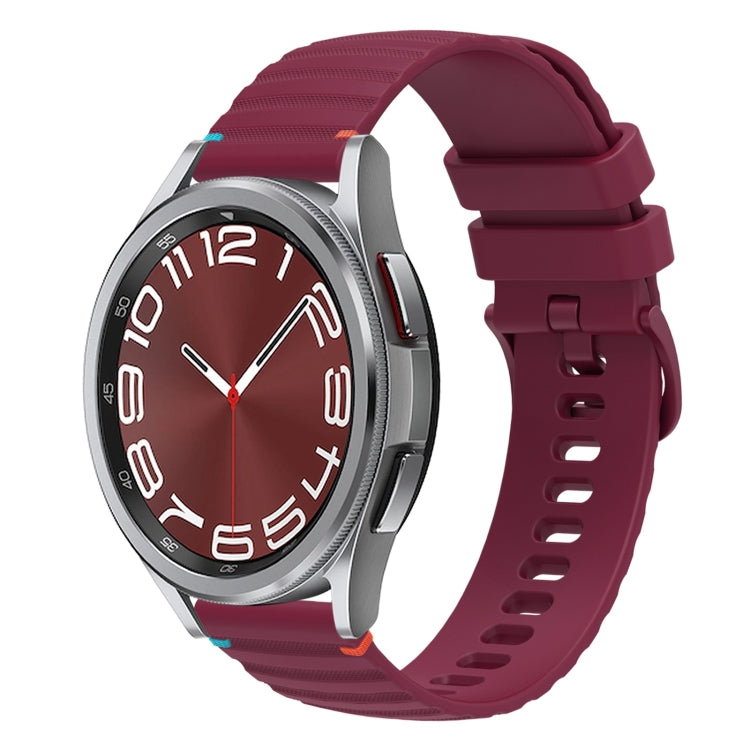 Wavy Dotted Stitched 20mm Silicone Watch Band, For Samsung Galaxy Watch FE 40mm, For Samsung Galaxy Watch 7 40 / 44mm, For Samsung Galaxy Watch 6  Cassic 43 / 47mm, For Samsung Galaxy Watch 6 40 / 44mm