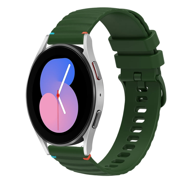 Wavy Dotted Stitched 20mm Silicone Watch Band, For Samsung Galaxy Watch 5 40 / 44mm, For Samsung Galaxy Watch 5 Pro 45mm, For Samsung Galaxy Watch 4 40 / 44mm, For Samsung Galaxy Watch 4 Classic 42 / 46mm