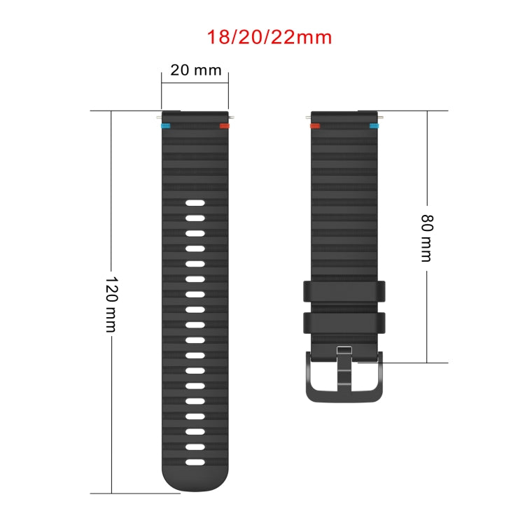 Wavy Dotted Stitched 20mm Silicone Watch Band, For Samsung Galaxy Watch 5 40 / 44mm, For Samsung Galaxy Watch 5 Pro 45mm, For Samsung Galaxy Watch 4 40 / 44mm, For Samsung Galaxy Watch 4 Classic 42 / 46mm