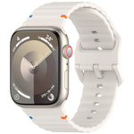 Wavy Grain Stitched Silicone Watch Band, For Apple Watch SE 2023 44mm, For Apple Watch SE 2023 40mm, For Apple Watch Ultra 2 49mm, For Apple Watch Series 9 45mm