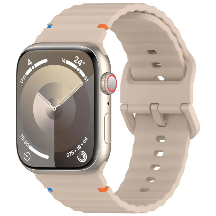 Wavy Grain Stitched Silicone Watch Band, For Apple Watch SE 2023 44mm, For Apple Watch SE 2023 40mm, For Apple Watch Ultra 2 49mm, For Apple Watch Series 9 45mm