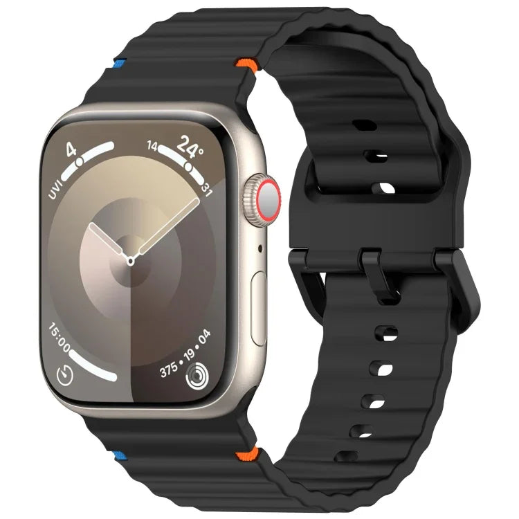 Wavy Grain Stitched Silicone Watch Band, For Apple Watch Series 9 41mm, For Apple Watch Ultra 49mm, For Apple Watch Series 8 41mm, For Apple Watch Series 8 45mm