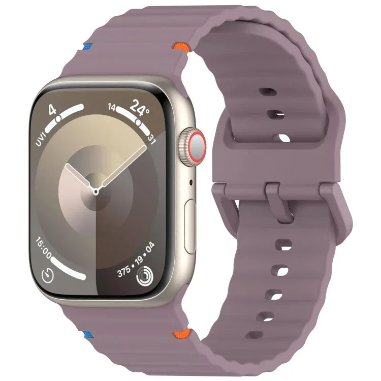 Wavy Grain Stitched Silicone Watch Band, For Apple Watch Series 9 41mm, For Apple Watch Ultra 49mm, For Apple Watch Series 8 41mm, For Apple Watch Series 8 45mm