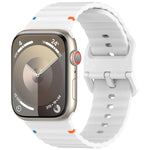 Wavy Grain Stitched Silicone Watch Band, For Apple Watch Series 9 41mm, For Apple Watch Ultra 49mm, For Apple Watch Series 8 41mm, For Apple Watch Series 8 45mm