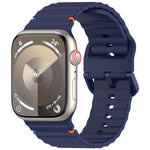 Wavy Grain Stitched Silicone Watch Band, For Apple Watch Series 9 41mm, For Apple Watch Ultra 49mm, For Apple Watch Series 8 41mm, For Apple Watch Series 8 45mm