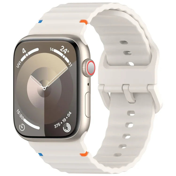 Wavy Grain Stitched Silicone Watch Band, For Apple Watch Series 9 41mm, For Apple Watch Ultra 49mm, For Apple Watch Series 8 41mm, For Apple Watch Series 8 45mm