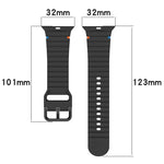 Wavy Grain Stitched Silicone Watch Band, For Apple Watch SE 2023 44mm, For Apple Watch SE 2023 40mm, For Apple Watch Ultra 2 49mm, For Apple Watch Series 9 45mm