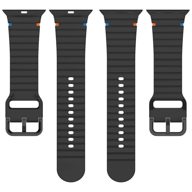 Wavy Grain Stitched Silicone Watch Band, For Apple Watch SE 2022 40mm, For Apple Watch SE 2022 44mm, For Apple Watch Series 7 41mm, For Apple Watch Series 7 45mm