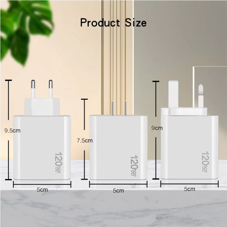 120W PD3.0 3 Type-C 2 USB Multi Port Quick Charger with Type-C to Type-C Cable, US Plug, US Plug + C to C Cable