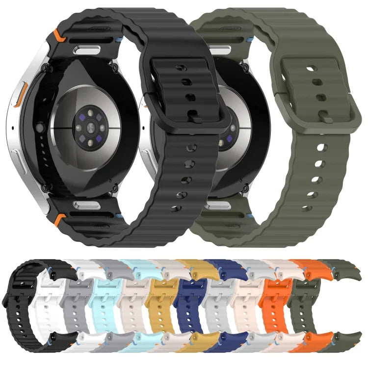 Wavy Grain Stitched Quick Release Silicone Watch Band, For Samsung Galaxy Watch 4 44mm, For Samsung Galaxy Watch 4 40mm, For Samsung  Galaxy Watch 4 Classic 46mm, For Samsung  Galaxy Watch 4 Classic 42mm