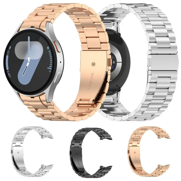 Three Beads Button Quick Release Metal Watch Band, For Samsung Galaxy Watch FE 40mm, For Samsung Galaxy Watch 7 40 / 44mm, For Samsung Galaxy Watch 6 Classic 43 / 47mm, For Samsung Galaxy Watch 6  40 / 44mm, For Samsung Galaxy Watch 5 40 / 44mm        ...