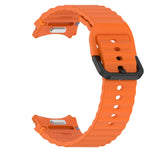 Wavy Grain Stitched Black Buckle Silicone Watch Band, For Samsung Galaxy Watch FE 40mm, For Samsung Galaxy Watch 7 40 / 44mm, For Samsung Galaxy Watch 6 Classic 43 / 47mm, For Samsung Galaxy Watch 6 40 / 44mm