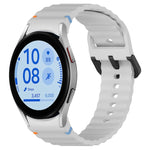 Wavy Grain Stitched Black Buckle Silicone Watch Band, For Samsung Galaxy Watch FE 40mm, For Samsung Galaxy Watch 7 40 / 44mm, For Samsung Galaxy Watch 6 Classic 43 / 47mm, For Samsung Galaxy Watch 6 40 / 44mm