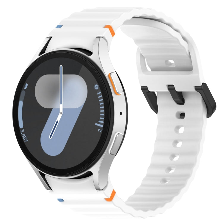 Wavy Grain Stitched Black Buckle Silicone Watch Band, For Samsung Galaxy Watch FE 40mm, For Samsung Galaxy Watch 7 40 / 44mm, For Samsung Galaxy Watch 6 Classic 43 / 47mm, For Samsung Galaxy Watch 6 40 / 44mm