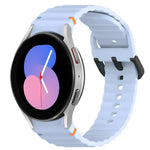 Wavy Grain Stitched Black Buckle Silicone Watch Band, For Samsung Galaxy Watch 5 40 / 44mm, For Samsung Galaxy Watch 5 Pro, For Samsung Galaxy Watch 4 40 / 44mm, For Samsung Galaxy Watch 4 Classic 42 / 46mm